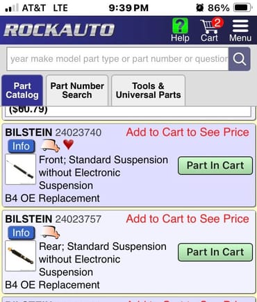 If you really want to replace your shocks, these are what you need. It is my understanding that the green Bilstein shocks (electronic or not) are the sport ones whereas the black ones are comfort shocks. I don’t personally think you need them on such a low mileage car but, I’m not there to put eyes on them either. 