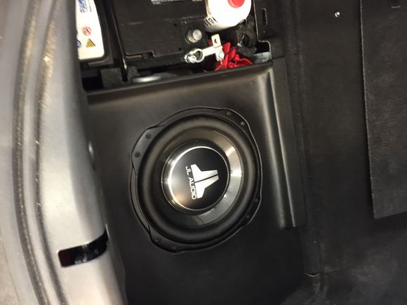 Custom fiberglass box .50 cubic foot with cover wrapped in black vinyl.