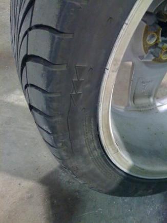 2009 6 3 (6) Bad Riken front tires which I spotted when doing my brakes.  Inside sidewall cracking.  Who installs walmart tires on this car?