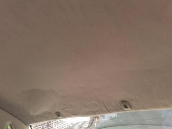 The headliner, after an attempt by an upholsterer, to reglue the material, whithout removing the headliner. Not very successful. He did warn me it may not work very well. That's when I found detailed instruction on this Forum.