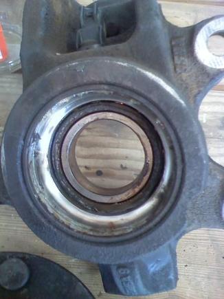 second view of what remains of a front wheel bearing