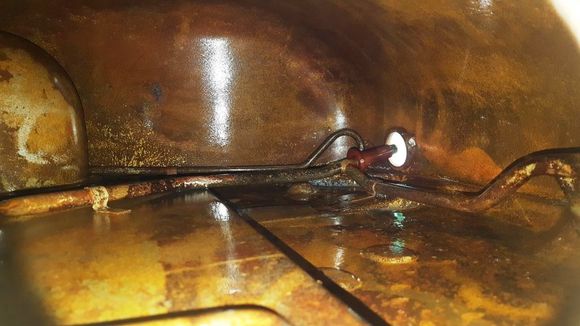 After the Step 1.  Notice how quickly the tank flash rusted. Picture from post above was 18 hours prior to this pic.