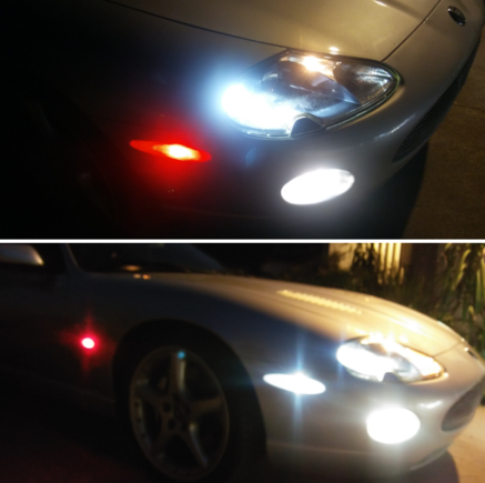 replaced the red side marker with white LED.  side blinker has a red LED inside. 
much sleeker look with all white front end