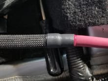 Techflex insultherm + 2AWG wire + adhesive heat shrink. Most of the wires were assembled to this specification.