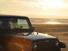 Sunset on the Beach out at Ocean Shores with the Jeep and A fire and family