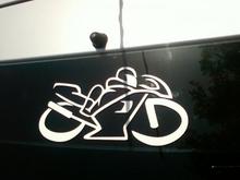 This track bike decal is on my rear window.