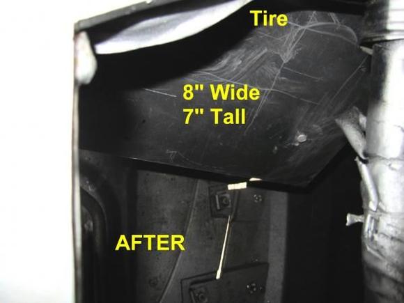 Water Deflector Shield in Front of Driver Side Tire Opening (View from Inside, under hood).  Keeps Water Off Air Filter when Driving thru Puddles.  It is not all blocked off.  Bottom 2 slots wide open as well as being 2" away at bottom of plate.