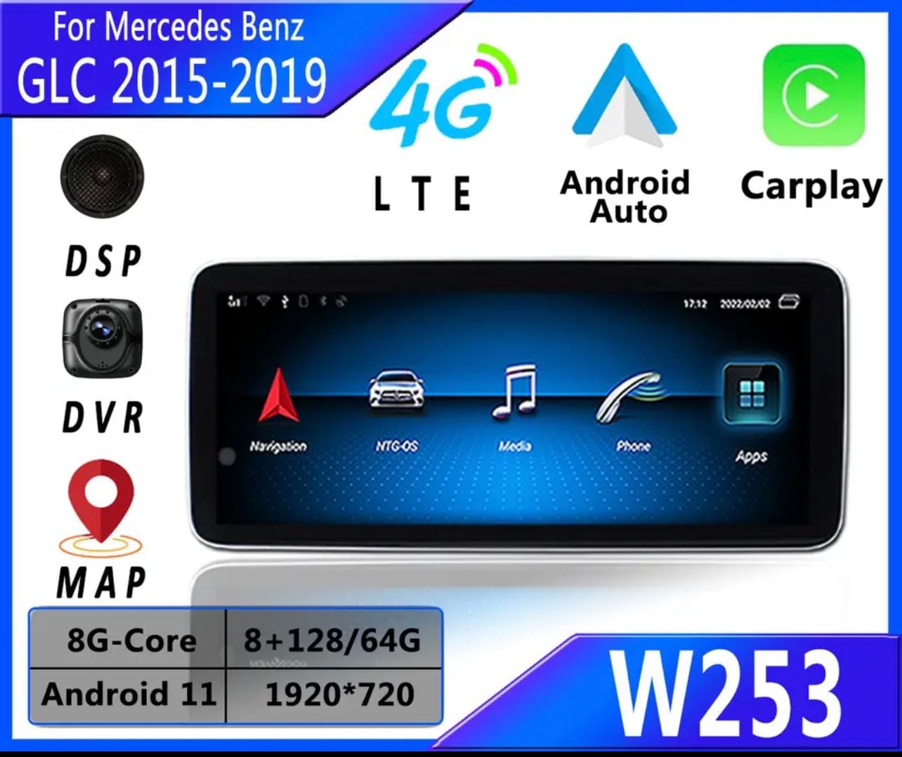 Audio Video/Electronics - GLC W253 2015-2019 Android11 Carplay GPS Navigation Multimedia Player - Used - 2015 to 2019 Mercedes-Benz GLC300 - Limerick, PA 19468, United States