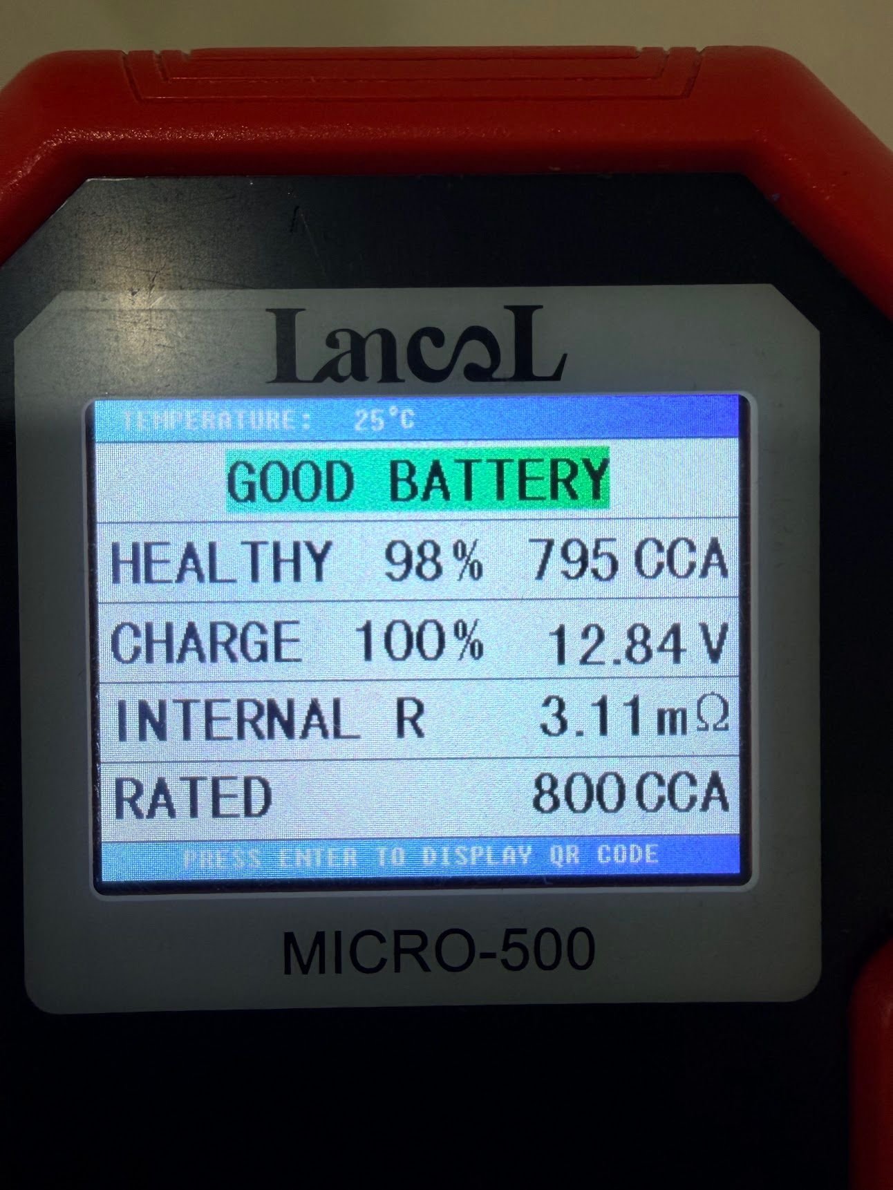 before installing the car, about 12 hour after charging with ctek in AGM mode. 
