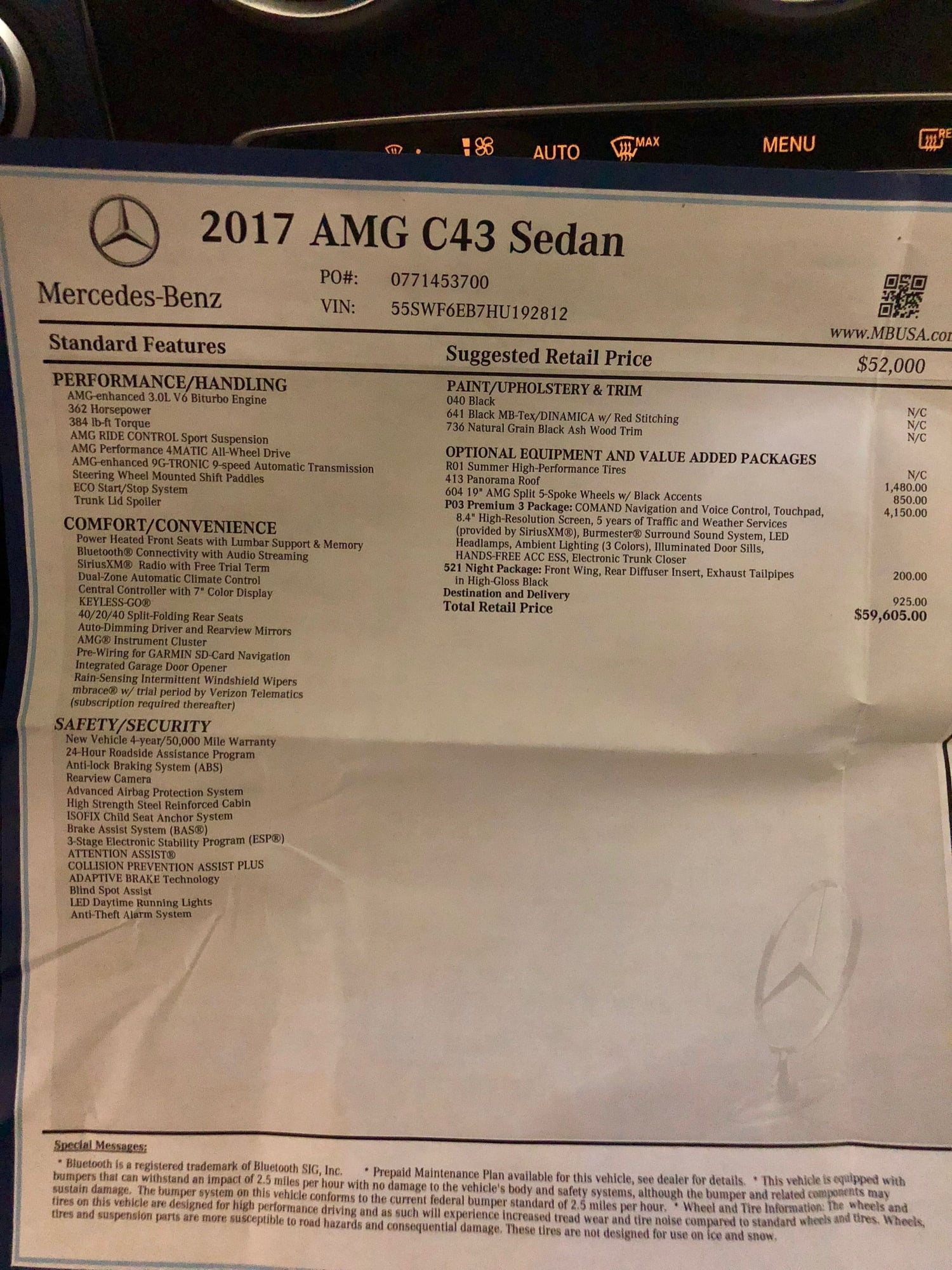 2017 Mercedes-Benz C43 AMG - 2017 C43 AMG Sedan - Used - VIN 55SWF6EB7HU192812 - 41,750 Miles - 6 cyl - AWD - Automatic - Sedan - Black - San Diego, CA 92078, United States