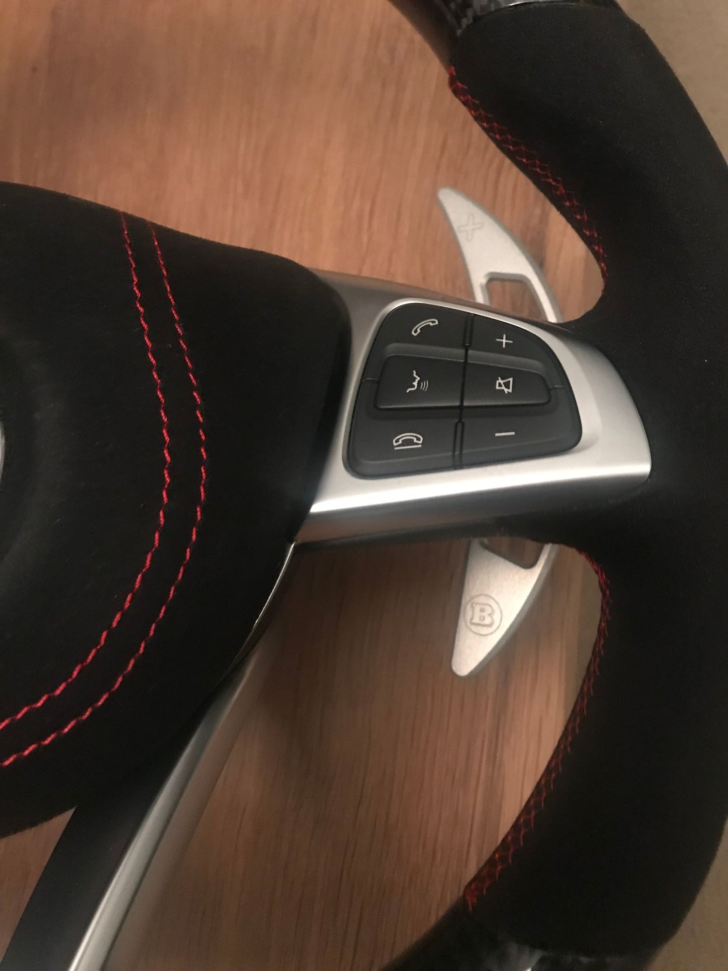 Interior/Upholstery - FS: Alcantara/CF Steering Wheel w Brabus Paddles & Red Stitching - Used - All Years Mercedes-Benz C450 AMG - All Years Mercedes-Benz C450 AMG - San Jose, CA 95111, United States