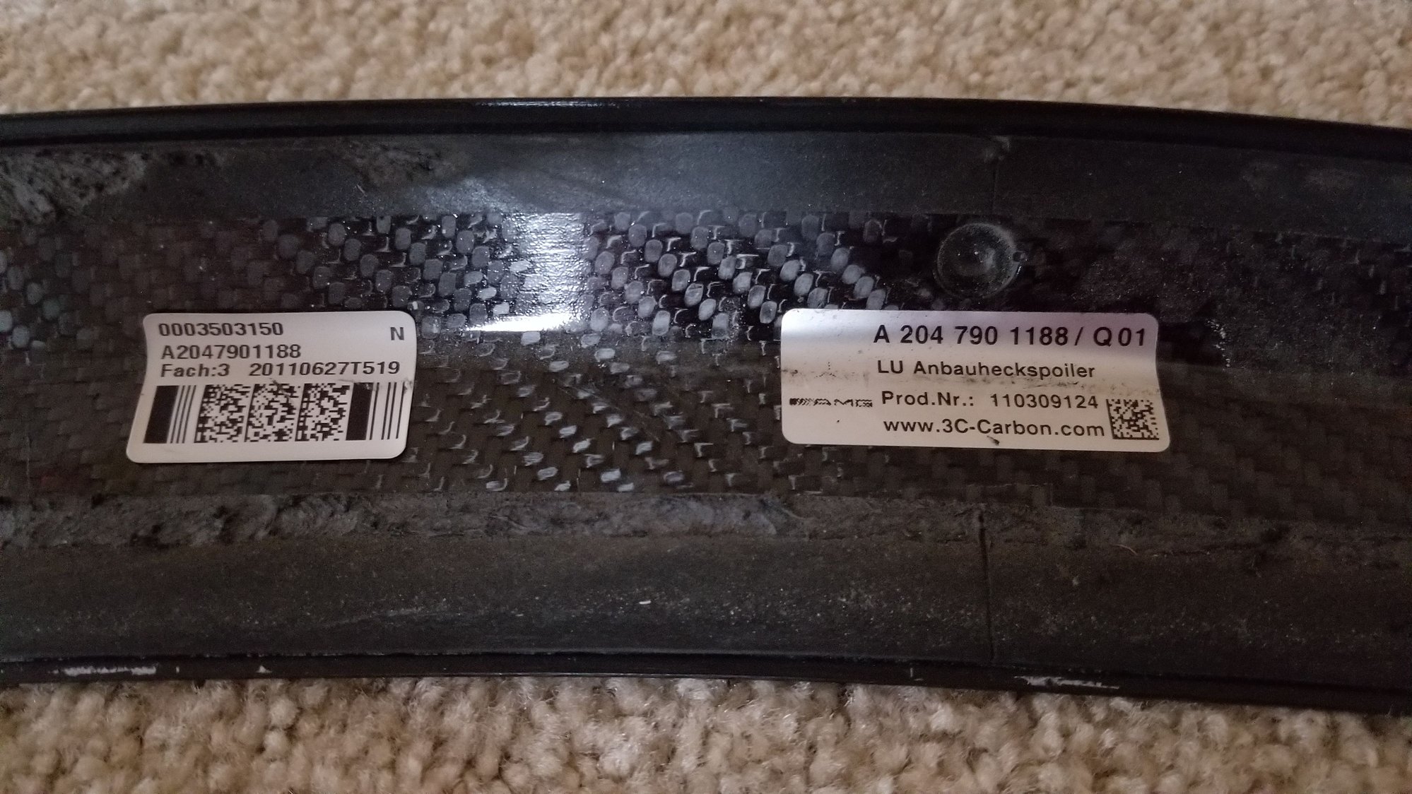 Exterior Body Parts - OEM P31 Carbon Spoiler - Used - 2008 to 2015 Mercedes-Benz C63 AMG - Cincinnati, OH 45202, United States