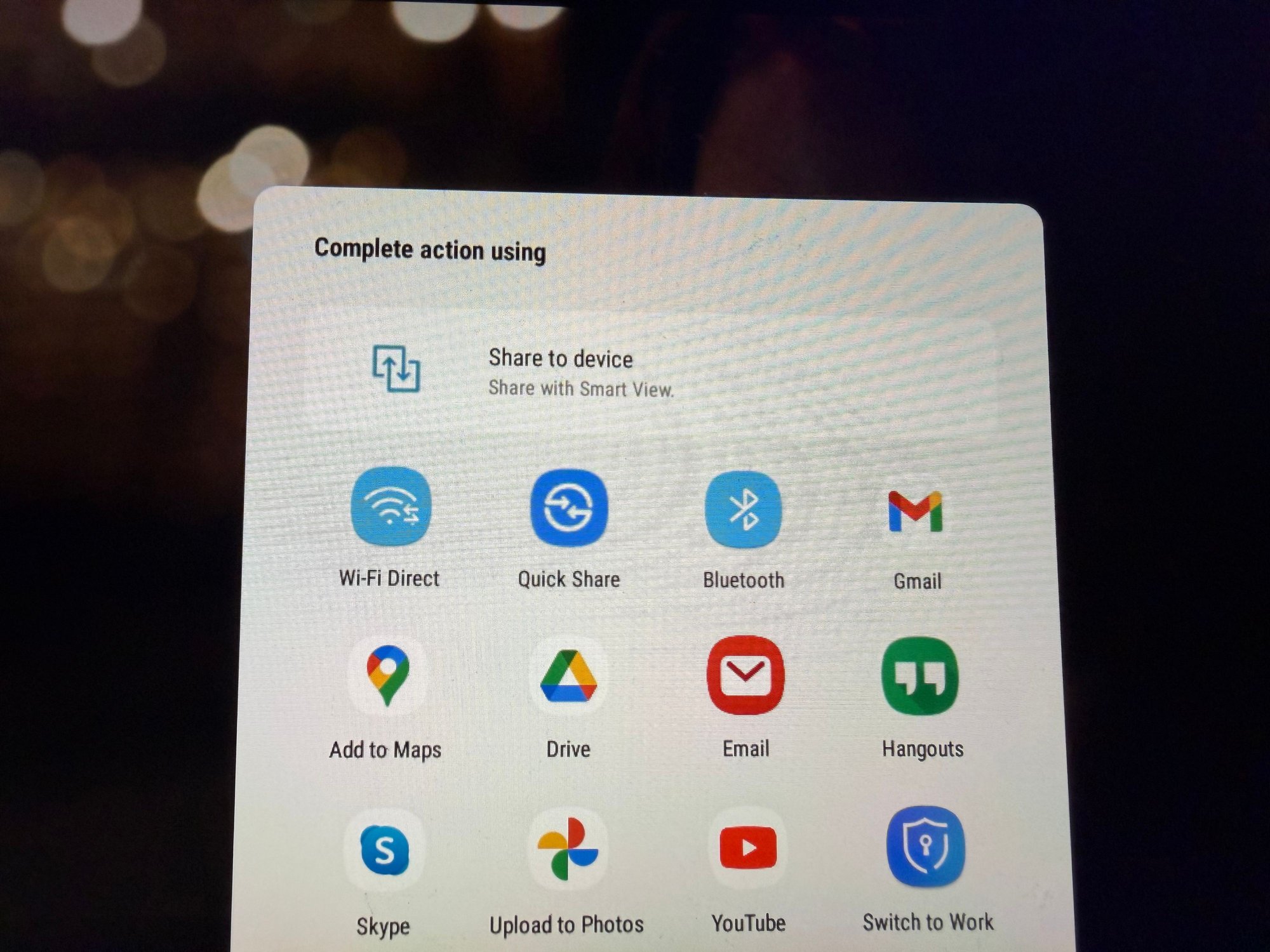6.  Tablet will then show dialogue box at top �share to device� click on it.