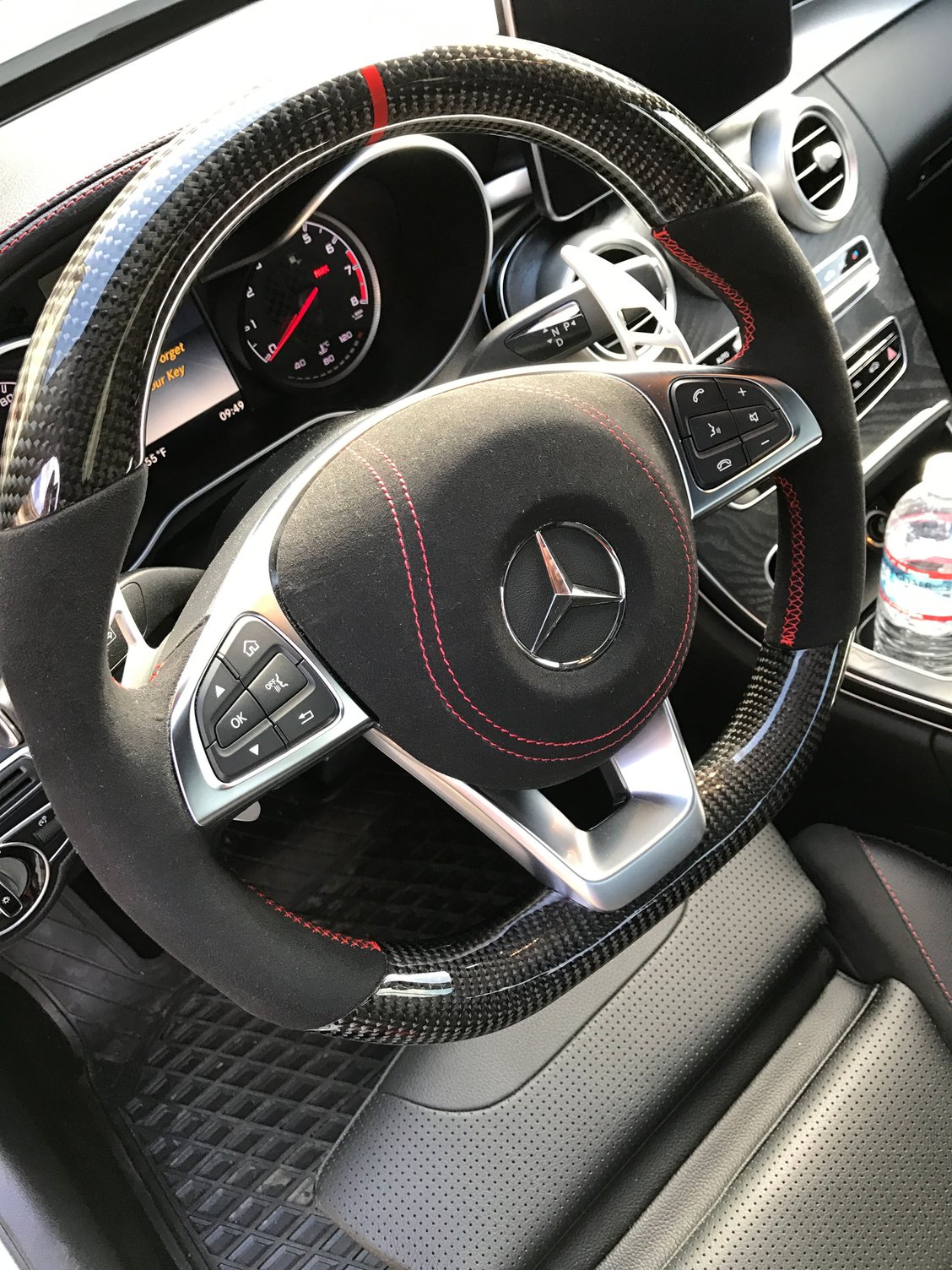 Interior/Upholstery - FS: Alcantara/CF Steering Wheel w Brabus Paddles & Red Stitching - Used - All Years Mercedes-Benz C450 AMG - All Years Mercedes-Benz C450 AMG - San Jose, CA 95111, United States