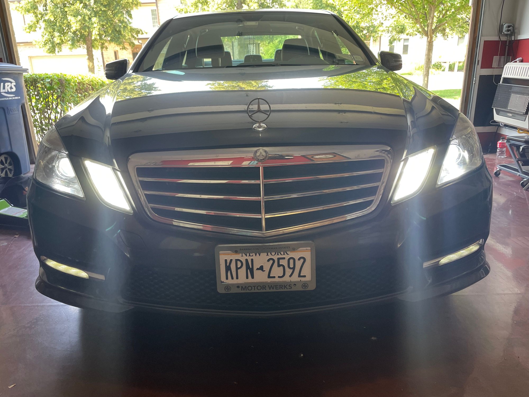Headlights on, and high beams on