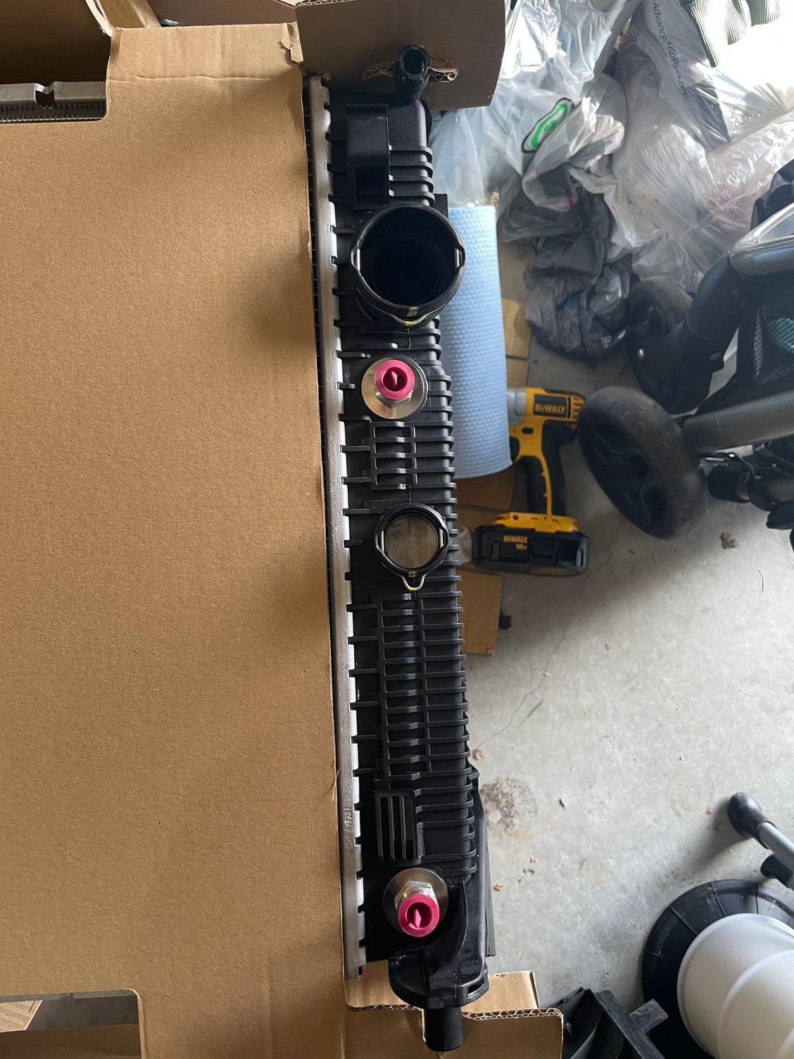 New part3603: port blocked by aluminum if any water coolant flowing it becomes an orifice that control the flow.