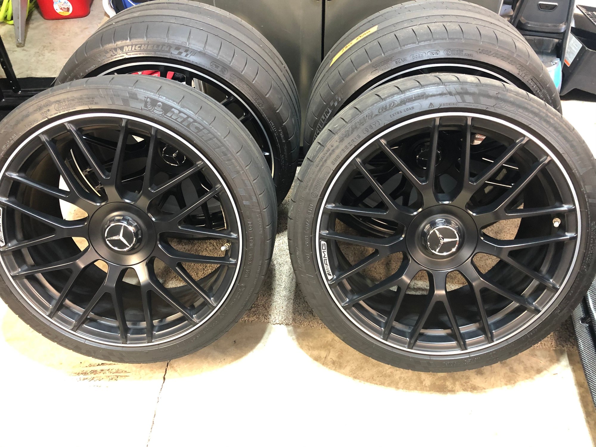 Wheels and Tires/Axles - Genuine OEM 19/20inch Staggered Mercedes-Benz AMG Forged Cross-Spoke Wheels, Blk - Used - 2016 to 2021 Mercedes-Benz C63 AMG S - Camas, WA 98607, United States