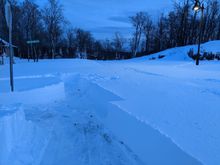 That’s a snowblowed side walk, with the road to the right. 