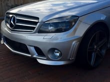 C63 front bumper (aftermarket) and c63 style headlights (dismantled and painted)