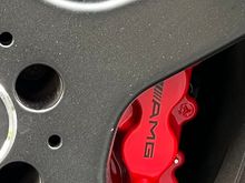 Also had WheelsOnSite paint the calipers red w/black AMG logo using hi temp bonding.