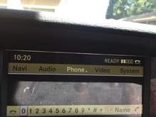 What my telephone screen looks like in the E350.