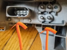 Ok when disconnecting the head lights i noticed they're connected by a main plug on the harness(right arrow) and if i remember correctly the (left arrow) was connected to what i would assume a ballast (silver box)