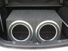 2-12&quot; Punch P1 Subs, with 2 Led Red flash bars that are optional flash patters to continous lighting.