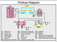 MB documentation of the dual-battery circuitry on a R230 SL600.