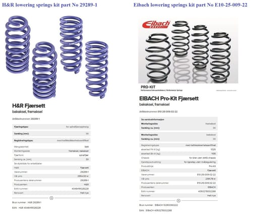 Here is the H&R and Eibach lowering springs kits