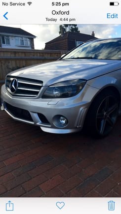 C63 front bumper (aftermarket) and c63 style headlights (dismantled and painted)