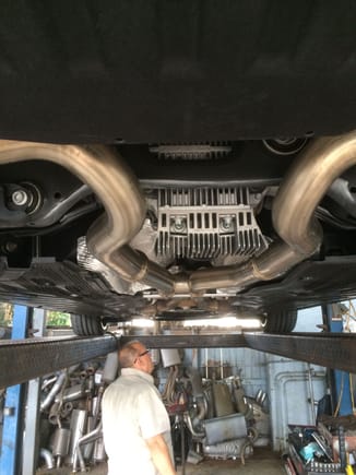 The exhaust with the plastic panel removed