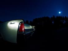 This was a long exposure taken around midnight with a full moon.  I highlighted the logos with my mini flashlight.