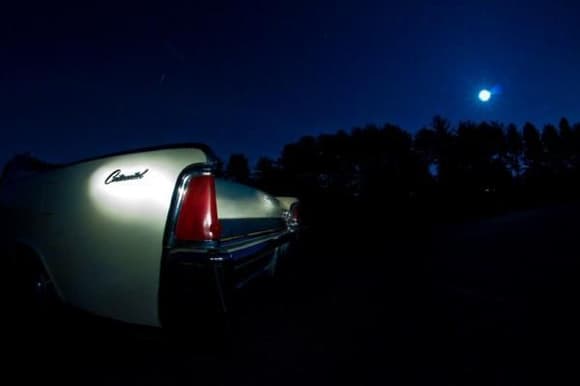 This was a long exposure taken around midnight with a full moon.  I highlighted the logos with my mini flashlight.