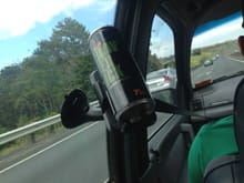 Makeshift Bourbon holder. We spent a lot of time in this car