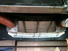 Inside view of brake duct flange/grill with air dam in place.