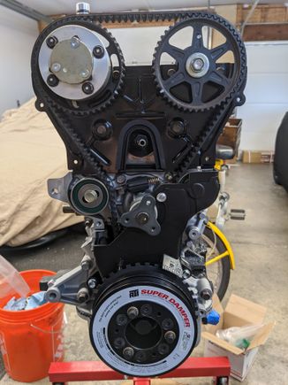 Skimming over the ATI install. It was a little bit of a bitch with the new timing cover which required some trimming since it wont flex. 36-2 wheel from FM. Pretty much by the book/instructions.