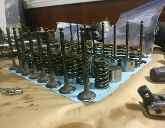 This was before I cleaned and lapped the valves. They're much more shiny now, and I also will be running with stiffer springs.