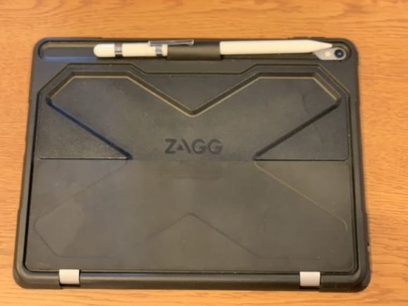 Back of Zagg case with Apple Pencil