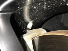 After taking a closer look, this is what I found :( The TPMS is the real culprit. Do you know of short or flush mounted systems? This doesn't happen in the rear.