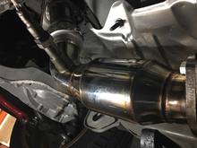 test pipes installed on the car. Fitment was good. I had to adjust my y-pipe connection a couple of times to keep it from hitting my transmission crossmember. I currently have it where it doesn't touch it but it is low enough that i scrap on it over speed bump.

The O2 extensions / anti-fouler were used to keep from getting the CEL.