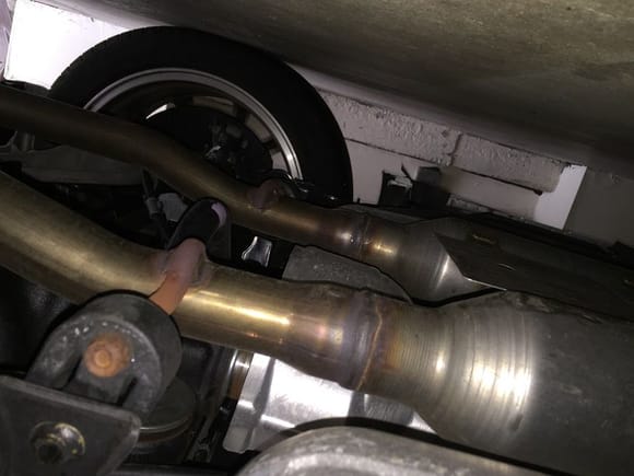 Sedan: Leaving 17 inch Resonators on stock Midpipe, 7 inch to 5.5 inch Circumference/taper (another perspective). Note that  forum SW transferred pic upside down.