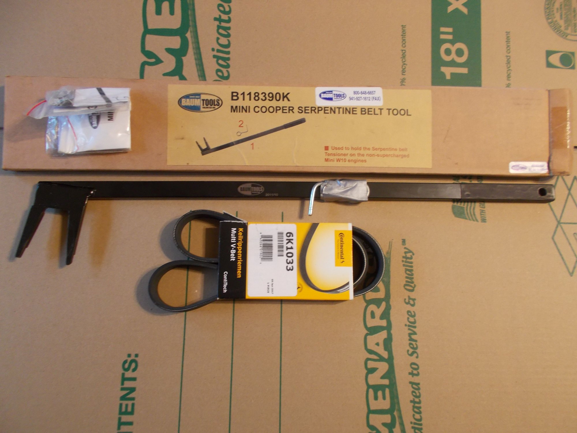 Miscellaneous - Baum Serpentine Belt Tool and Continental 6PK1033 Belt. R50 MINI. - Used - 2002 to 2006 Mini R50: "Mk I" Mini One & Cooper - Bryan, OH 43506, United States