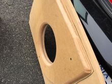 1.5" MDF baffle. The top layer mirrors the tire well cover board. The lower layer matches the tire well from tracing the foam tool-holder insert.