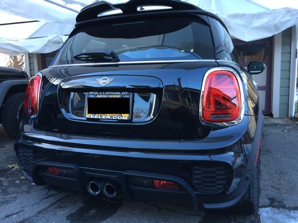 The JCW Pro Aero, rear diffuser.  Much cleaner look and note the lower bumper corner winglets... nope, not mudflats.