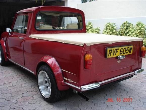 HOT RED PICKUP rear sideview