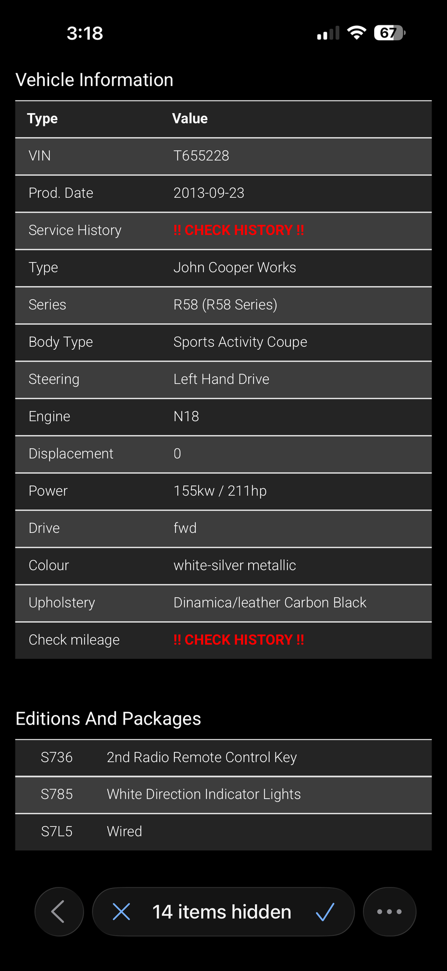 2014 Mini R58: Coupe - 2014 Mini Coupe JCW - Used - VIN WMWSX9C50ET655228 - 108,000 Miles - 4 cyl - Manual - Coupe - Silver - Ottawa, IL 61350, United States