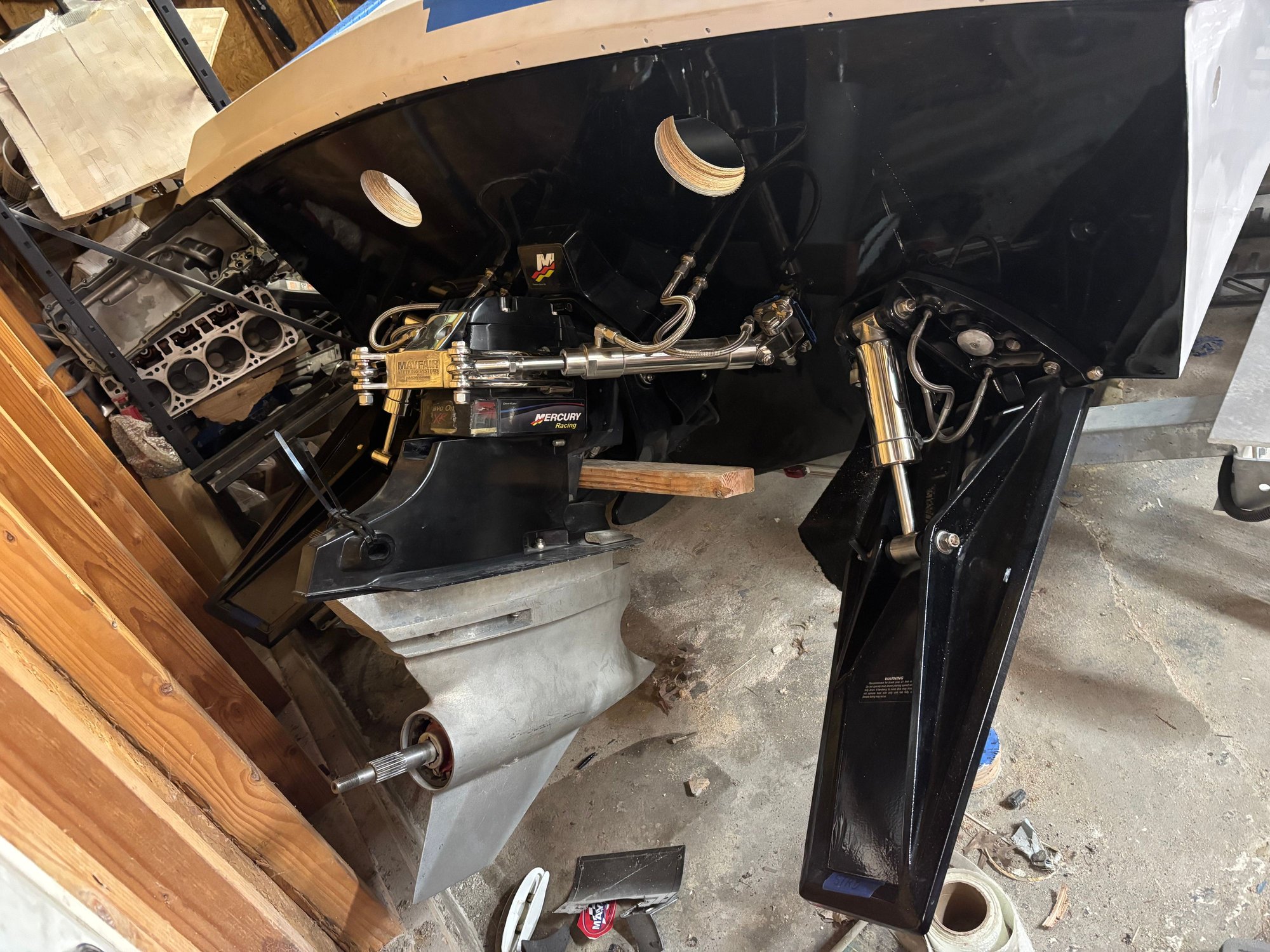 Transoms most of the way rigged. Got massive 380s because we plan to run a box but i have 280 plates for them as well.