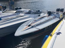 Rafted off the only other Superboat at the run.  A impeccable Y2K tempest deck with Zul power 100+MPH rocket. The owner and his wife are amazing people. 