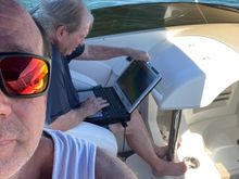 That’s Jim Shofner, owner of Arizona Speed and Marine. He actually designed and built that intake and continues to manufacture all blue top motor intakes. He is currently designing a wiring harness that will convert any Holley ecm to work with just about any mercruiser engine. 