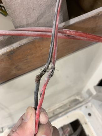 This was a pair of wires ran to back of boat that rubbed threw on the same bull head. 